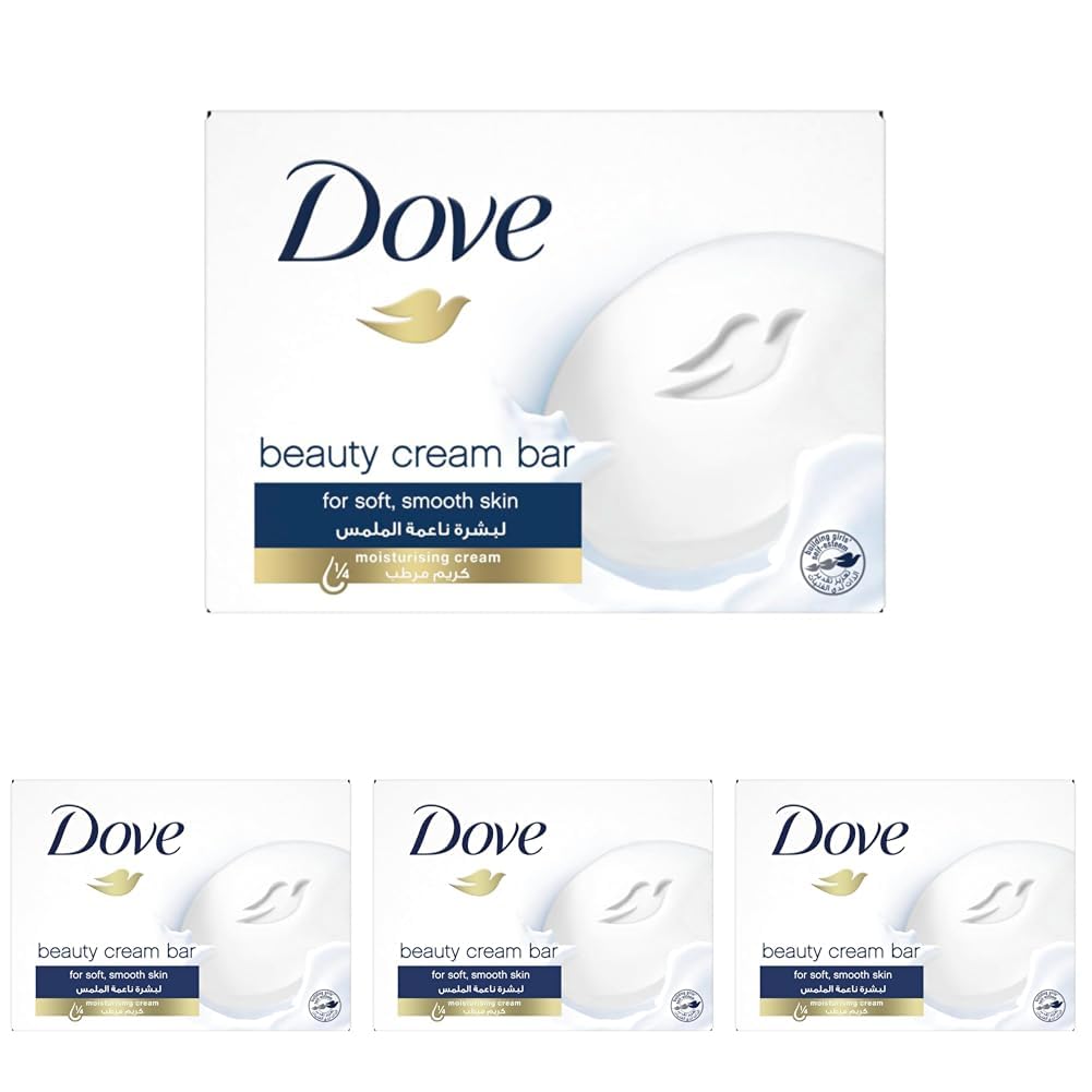Dove Beauty Cream Bar Soap White Made with 1⁄4 moisturizing cream 90G (Pack of 4)
