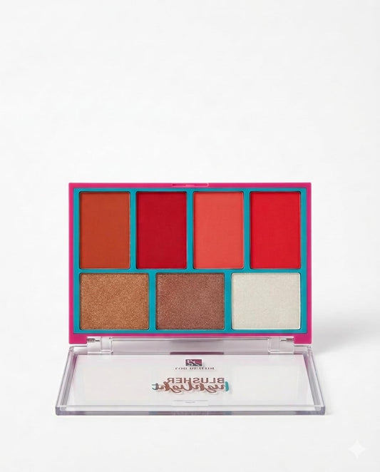 Rose Berry Blusher Highlight Palette, Natural Beauty Makeup, Bright and Attractive, 7 Shades, B