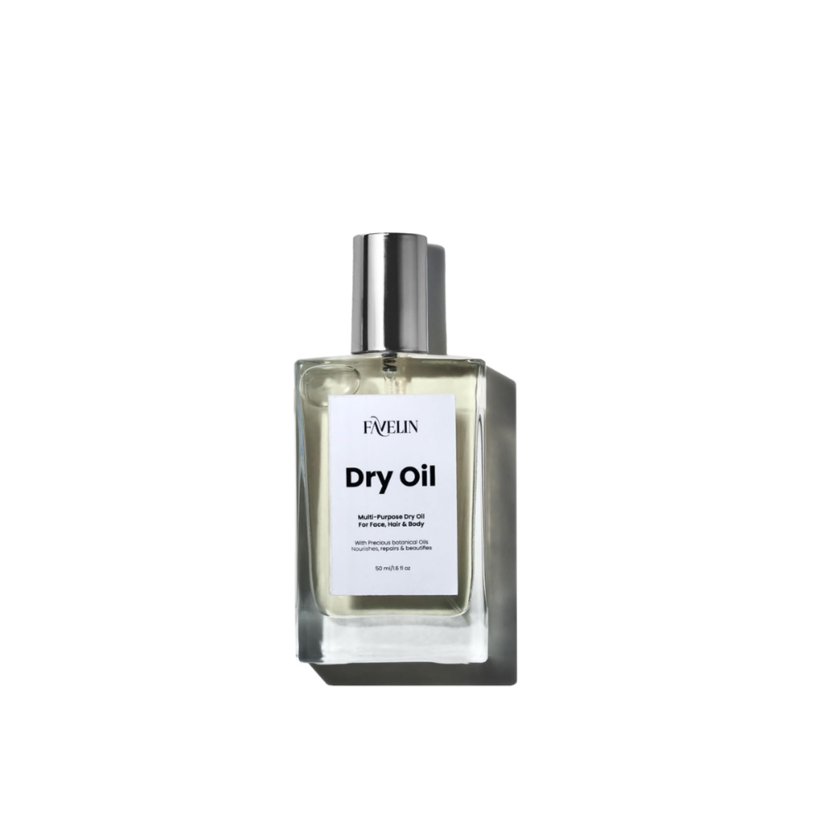 Favelin Dry Oil 50ml – Multi-Purpose for Face, Hair & Body | 7 Oils + Vitamin E | Non-Greasy, Fast-Absorbing Hydration & Glow | Nourish, Repair & Soften Skin & Hair