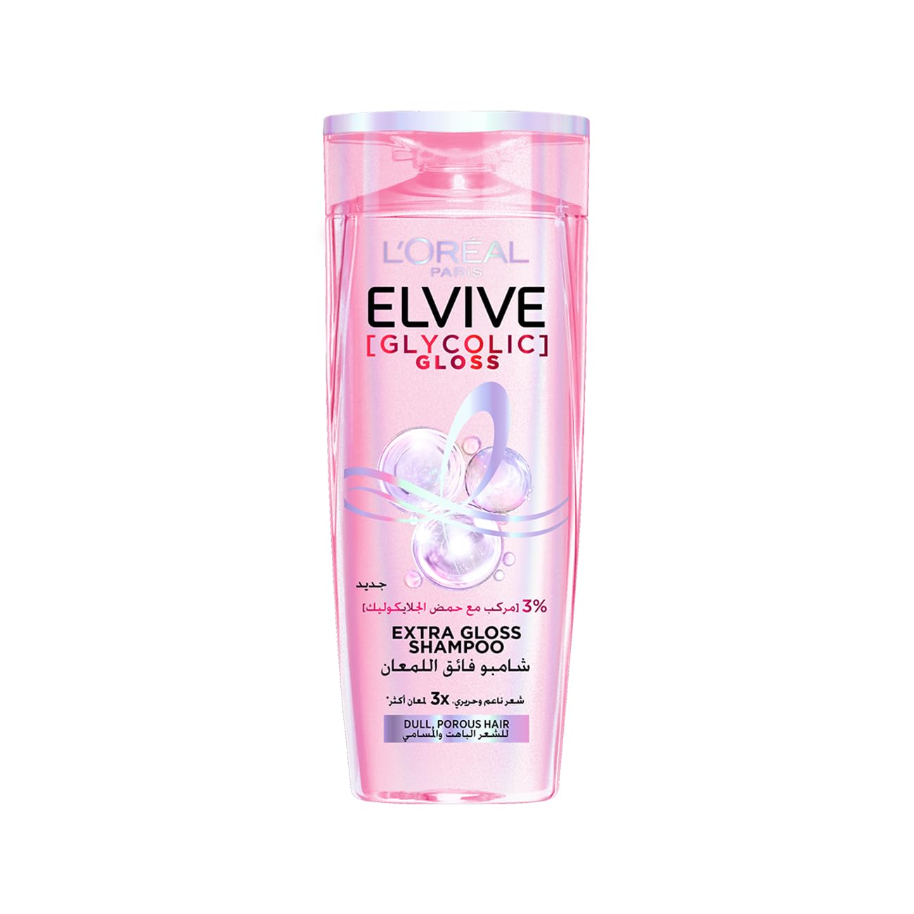 L’Oréal Paris Elvive Glycolic Gloss Extra Gloss Shampoo with 3% Glycolic Acid for Dull and Porous Hair 400ML