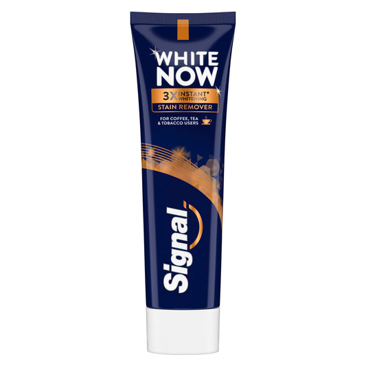 Signal White Now toothpaste, Stain Remover, 3X instant whitening & coffee & tea stains,75ml