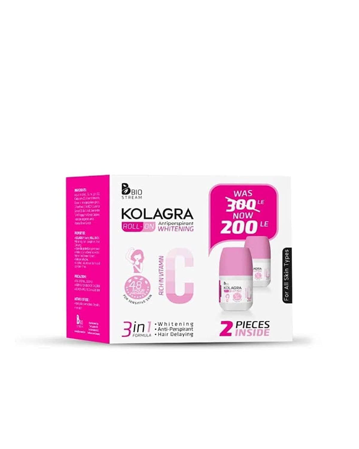 Kolagra WHITENING ROLL ON 3 * 1 OFFER 2 IN 1 PACK