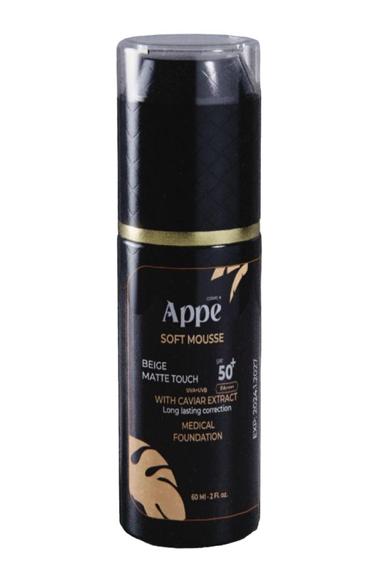 Cosmo APPE Soft Mousse Medical Foundation SPF 50+, Matte Touch Coverage with Caviar Extract, Long-Lasting UVA/UVB Protection - Beige, 60ml