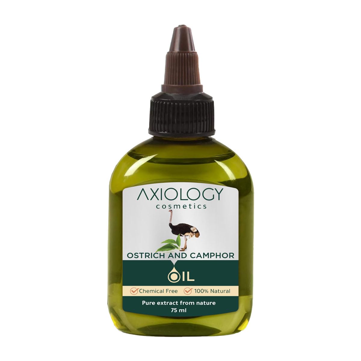 Silk Route Axiology Organic Ostrich & Camphor Oil - Undiluted, Pure & Natural 75ml
