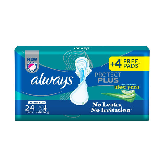Always Protect Plus, Ultra Slim, Extra Long, with Aloe Vera, 24 Pads