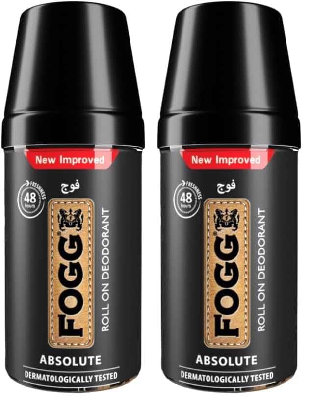 Fogg Roll On Deodorant 50 ml - Absolute for Men (Pack of 2)