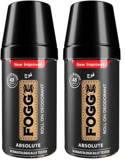 Fogg Roll On Deodorant 50 ml - Absolute for Men (Pack of 2)