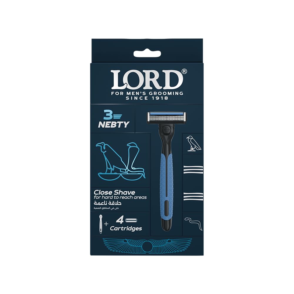 Lord Nebti 3 Blade Razor for Men with Handle and 4 Triple Blades