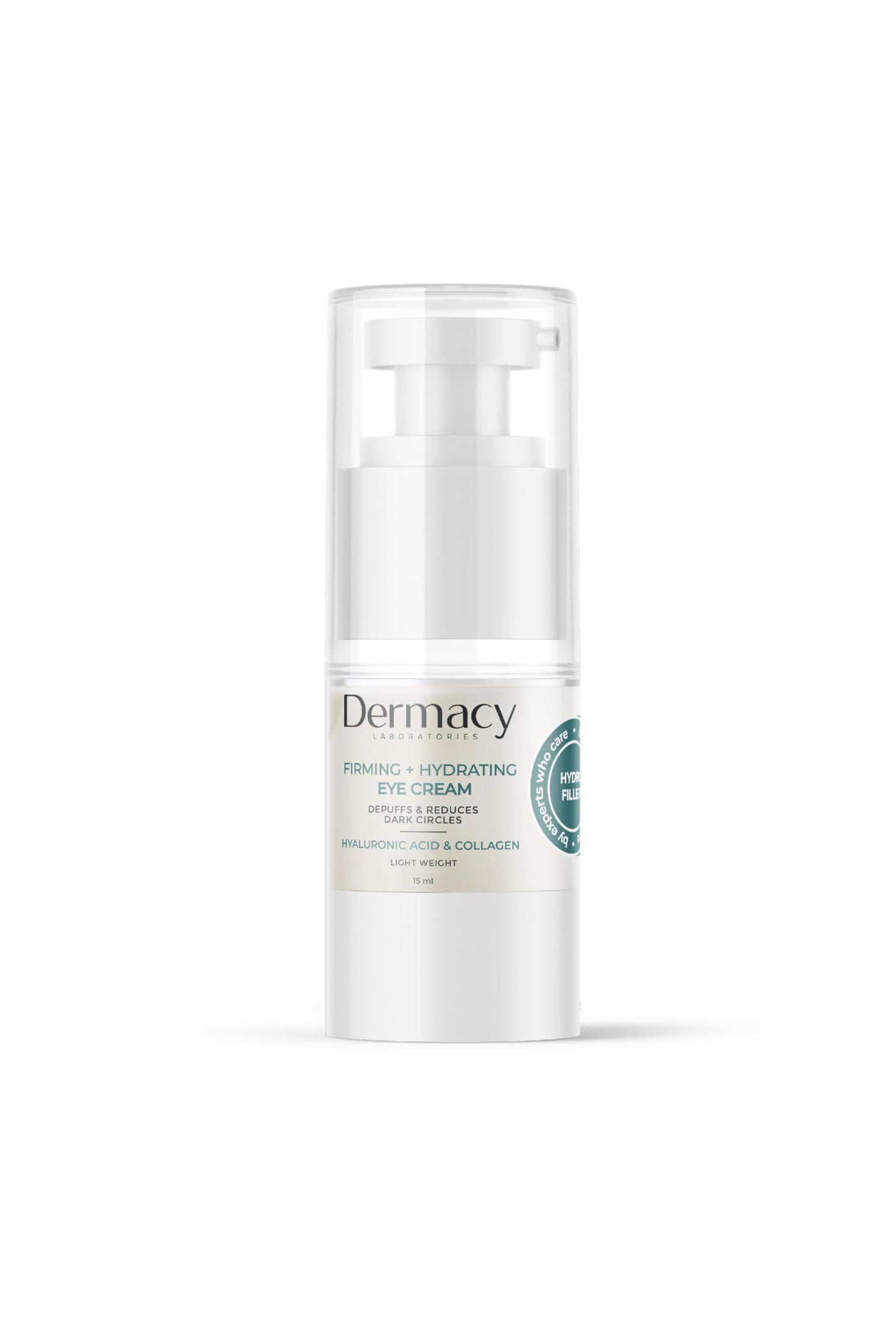 Dermacy Labs Eye Cream (Firming + Hydrating) 15ML | Caffeine, Collagen & Hyaluronic Acid | Reduces Dark Circles & Puffiness | Lightweight, Fast-Absorbing, Hypoallergenic Formula | Dermatologist Tested
