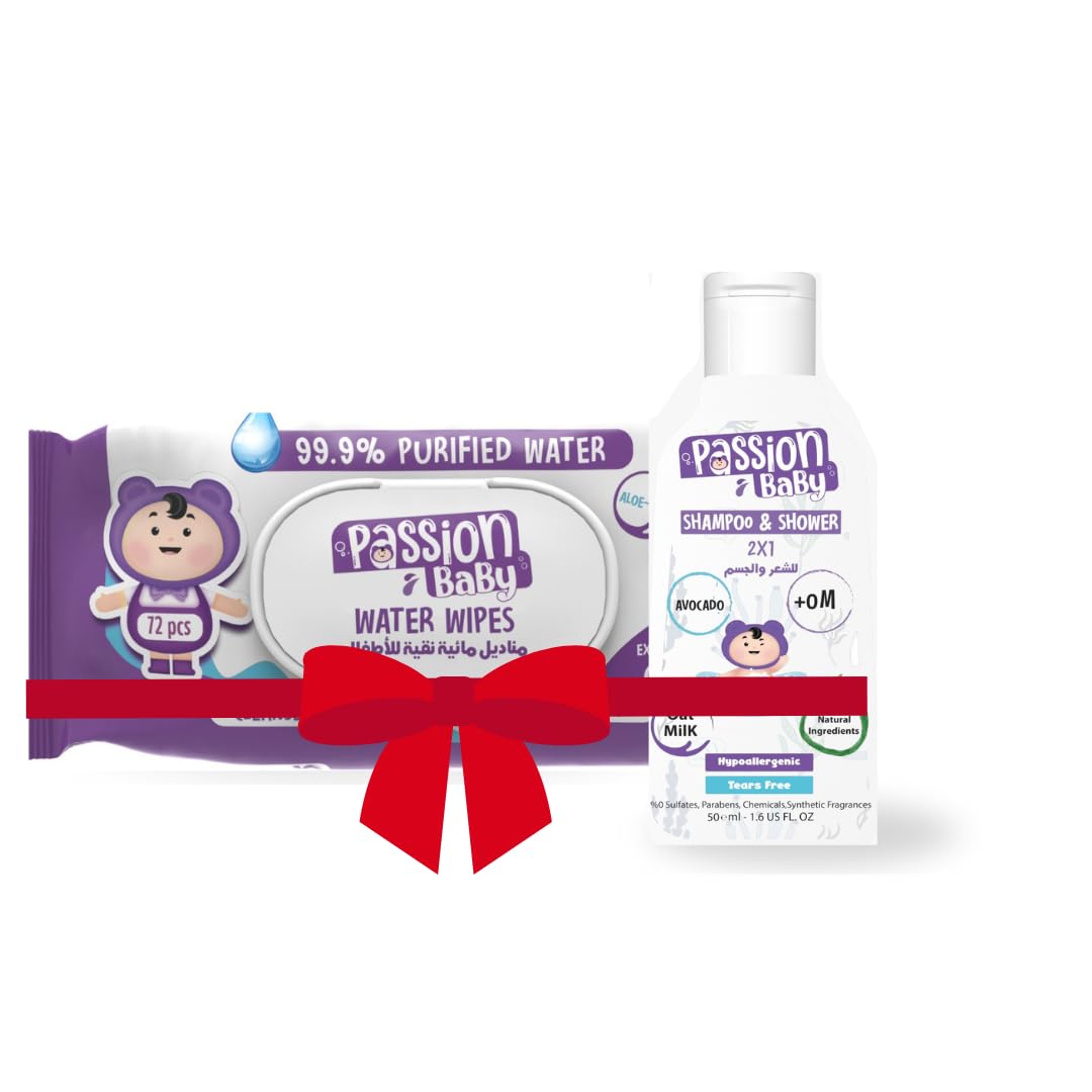 Passion baby Water Wipes 72 Pieces With Shampoo&Shower 50 ml Gift