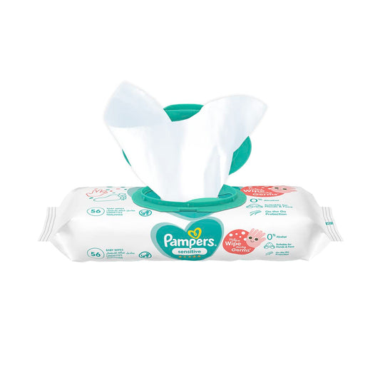 Pampers Sensitive Protect Baby Wipes, Made with 100% Purified Water, 56 Wipe Count, Packaging May Vary