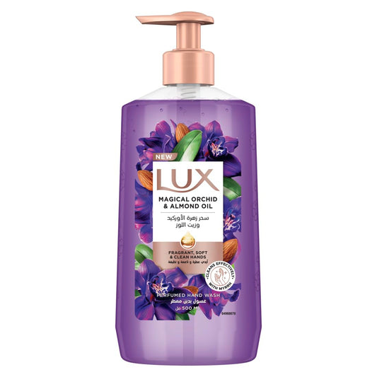 Lux Perfumed Liquid Hand Wash, Magical Orchid, with Almond Oil & Glycerin, for Fragrant, Soft and Clean Hands, 500ml