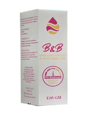 B&B Emollient for Oily & Acne Prone Skin, pH Balanced Ceramide Boosted Formula, 120 gm