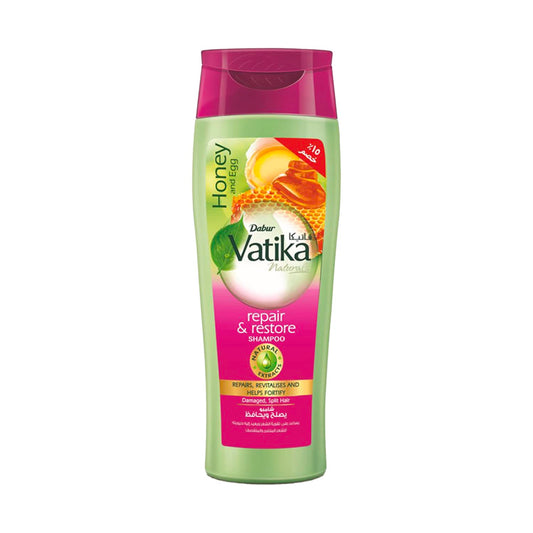 Vatika Naturals Repair and Restore Shampoo (360mL) + 15% OFF | Natural Extracts with Honey and Egg | Repairs and Revitalizes Damaged and Split Hair