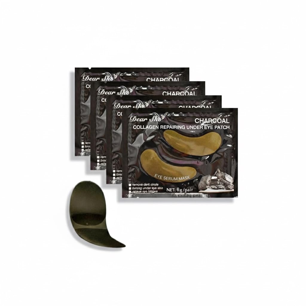 Dear  Charcoal Collagen Under Eye Patches, Black Gold Eye Serum Mask, Dark Circle Repairing Treatment, 1 Pair