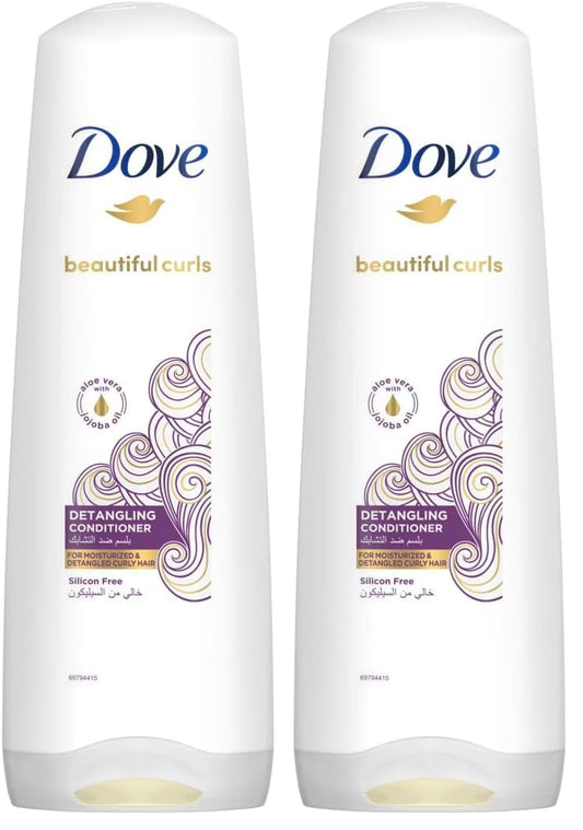 Dove Beautiful Curls Conditioner, Silicon Free, infused with Aloe Vera & Jojoba Oil, to moisture, detangle and hydrate your curls 350ml (Pack of 2)