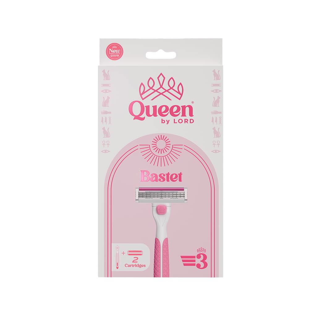 Queen By Lord Bastet Handle Plus 2 Cartridges 3 Blade Razor for Women