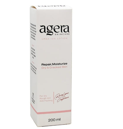 Agera Urea 10% Lotion, Repair and Moisturize Dry and Cracked Skin, 200ml, with Lactic Acid, Salicylic Acid, Shea Butter, Vitamin E