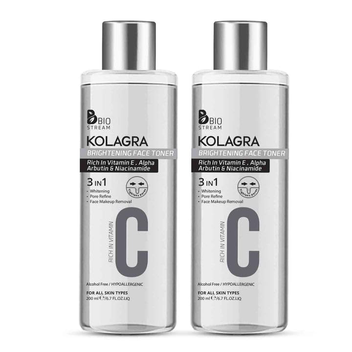 Kolagra Vitamin-C Face Toner, Brightening & Antioxidant-Rich, Pore Tightening, Makeup Remover, Sebum Control