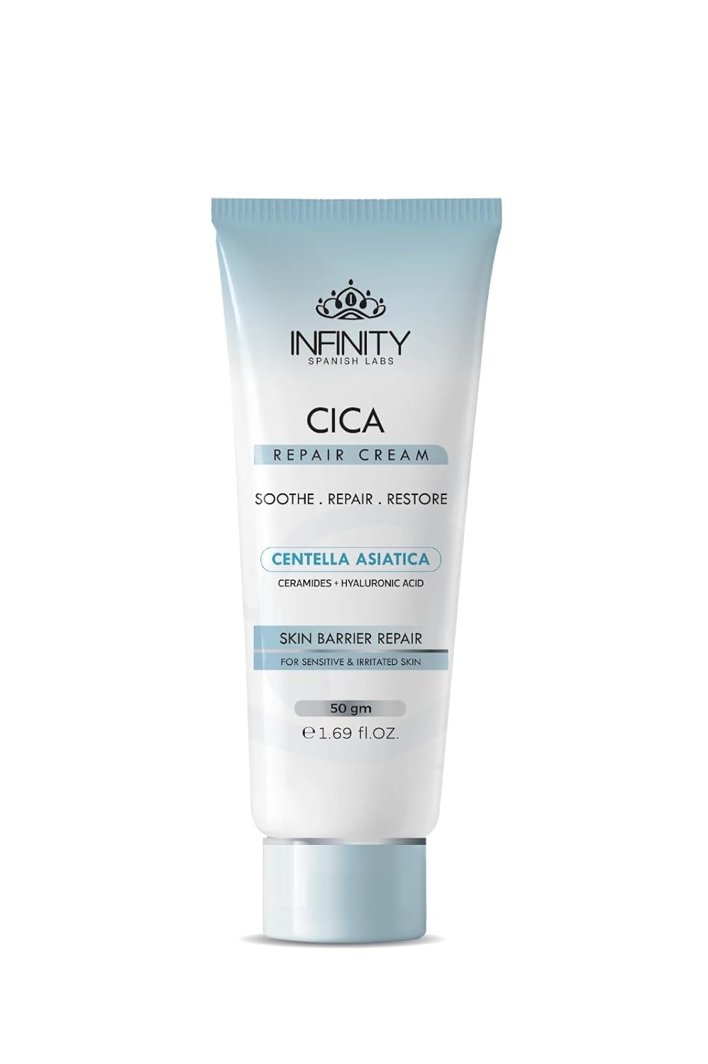 Infinity Spanish Labs CICA Repair Cream 50g with Centella Asiatica Ceramides & Hyaluronic Acid – Skin Barrier Repair for Sensitive & Irritated Skin