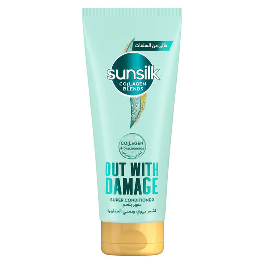 Sunsilk Collagen Blends sulfate free Super Conditioner, Out with Damage, with Collagen & Niacinamide, for hair nourishment & repair, 170ml