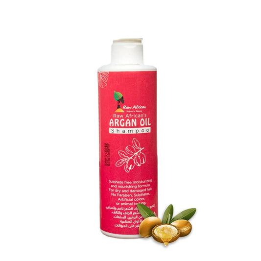 Raw African | Argan Oil Shampoo | Moisturizing | Nourishing | Dry & Damaged Hair | Sulfate-free | Paraben-free | No Artificial Colors | Promotes Hair Growth | Anti-Frizz | Healthy & Shiny Hair | 300ml