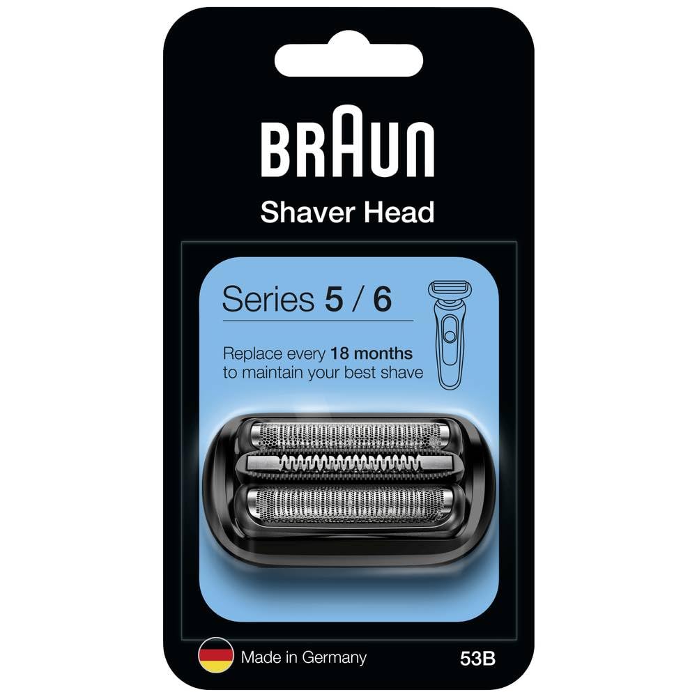 Braun Series 5 Electric Shaver Replacement Head, Easily Attach Compatible Head for New Generation Series 5/6 Shavers, 53B, Black