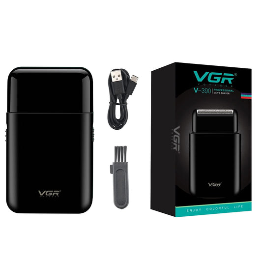 VGR V-390 Professional Electric Razor - Ultra Thin Rechargeable USB Travel Shaver for Face Care and Beard Trimming - Reciprocating Blade - Men's Electric Shaver - Black
