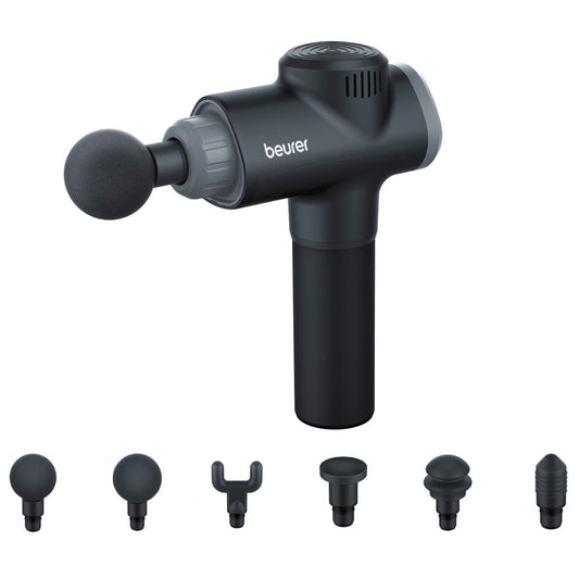 Beurer MG180 Massage Gun - Delivers a Deep Tissue Massage to Relieve Tension and Regenerate Muscles - 6 Attachments - 4 Intensity Levels - Upto 3,200 Impulses Per Minute - Lithium-ion Battery Powered