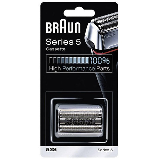 Braun 52S Series 5 Electric Shaver Replacement Foil and Cutter Cassette, Silver – High-Performance Shaving Head Compatible with Braun Models 5090cc, 5030s, 5190cc, 5195cc and more – 52S