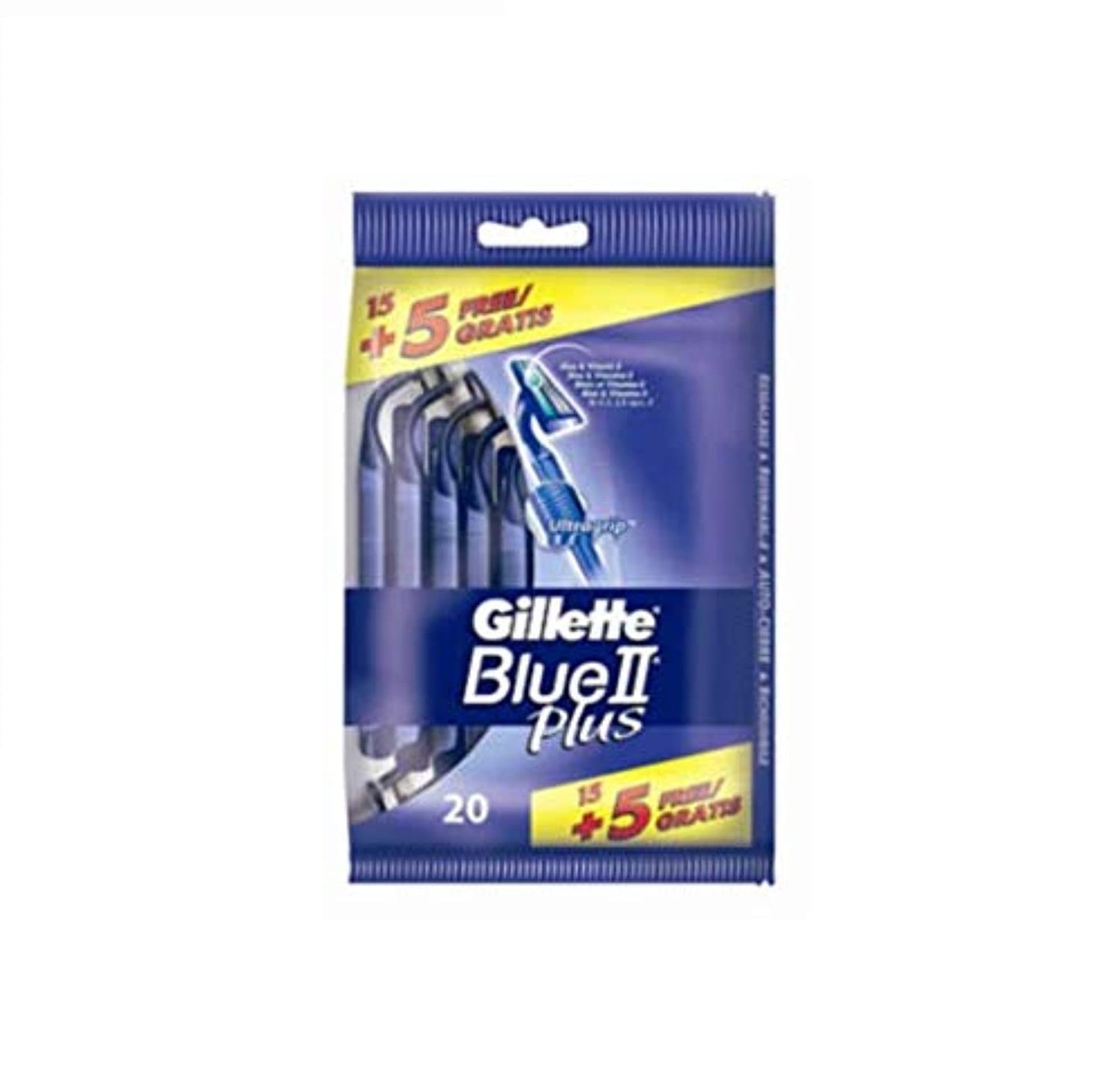 Gillette Blue II Plus Men’s Disposable Razors, 15 Plus 5, 1 Pack