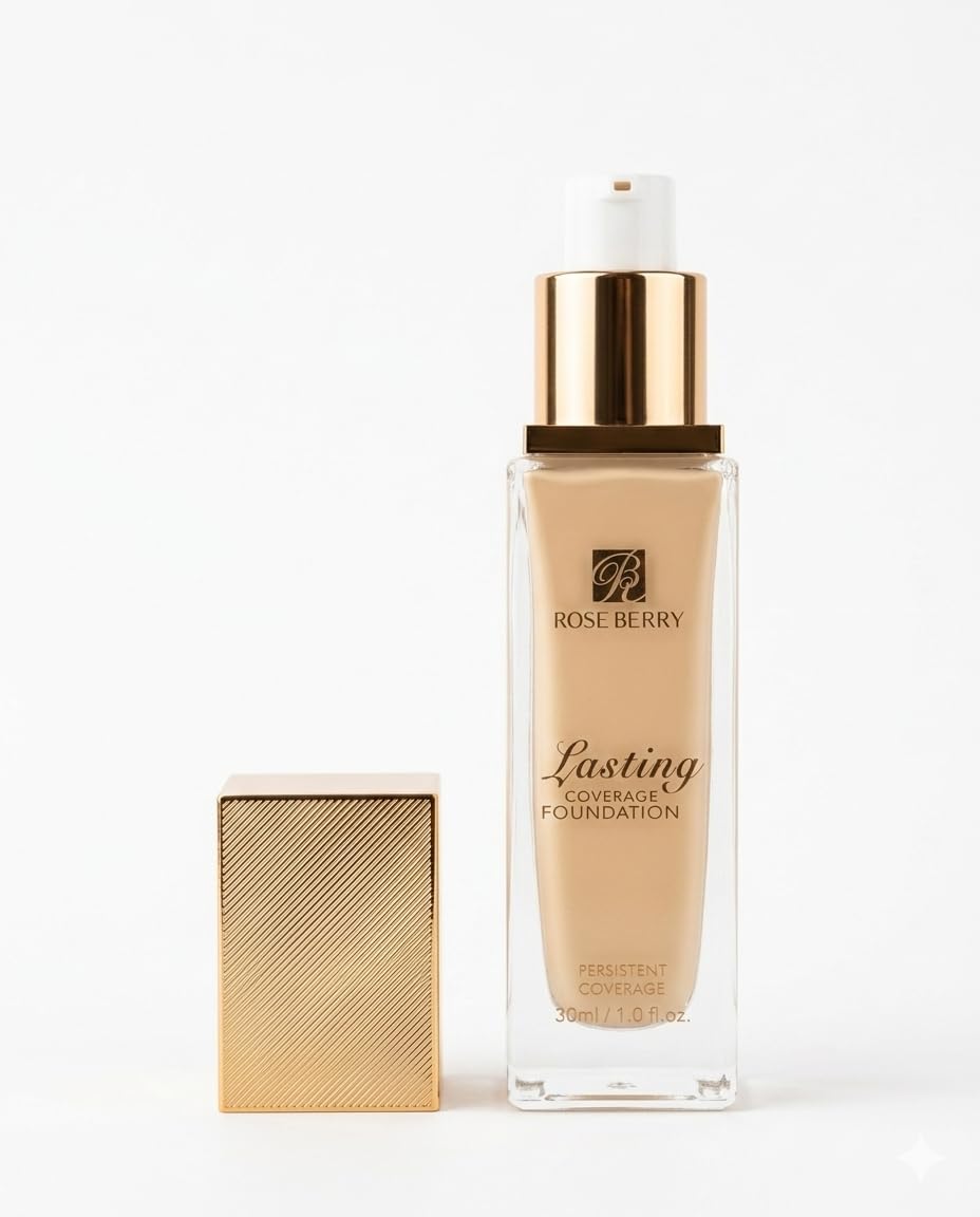 Rose Berry Lasting Coverage Foundation, Matte Finish, Liquid, 30ml, Long-lasting Wear, Flawless Coverage, Shade 01