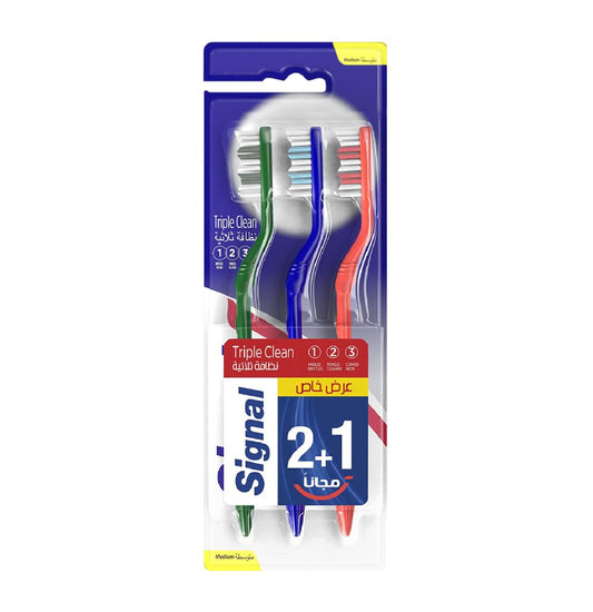 Signal Triple Clean Medium for plaque removal and protection against cavity Toothbrush 3PC