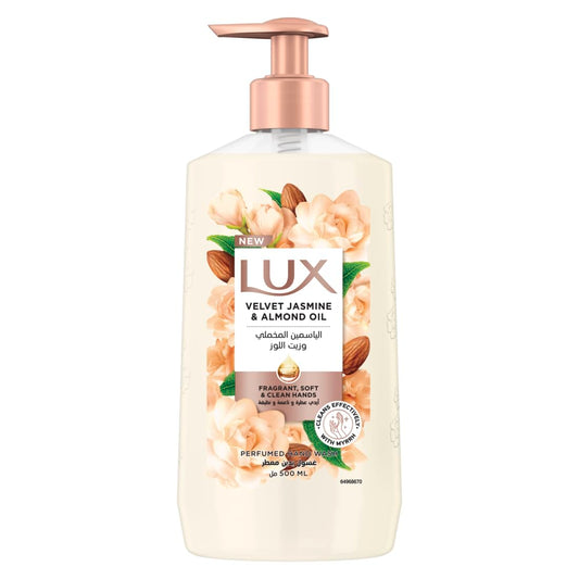 Lux Perfumed Liquid Hand Wash, Velvet Jasmine, with Almond Oil & Glycerin, for Fragrant, Soft and Clean Hands, 500ml