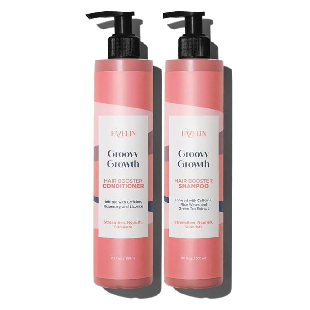 Favelin Groovy Growth Hair Booster Set | Shampoo 300 ML and Conditioner 300 ML | Strengthen and Long-Lasting Hydration & Nourishment