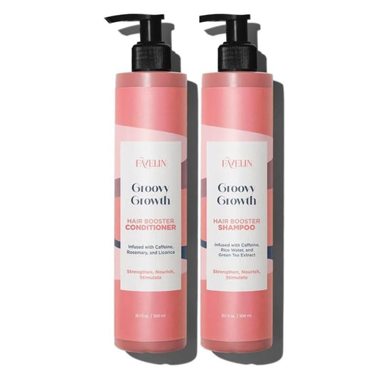 Favelin Groovy Growth Hair Booster Set | Shampoo 300 ML and Conditioner 300 ML | Strengthen and Long-Lasting Hydration & Nourishment
