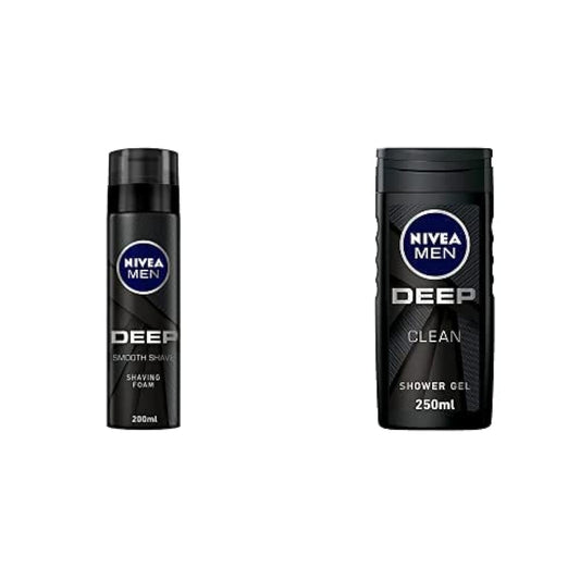 NIVEA Men Deep (Smooth Shaving Foam and Shower Gel Woody Scent) Bundle
