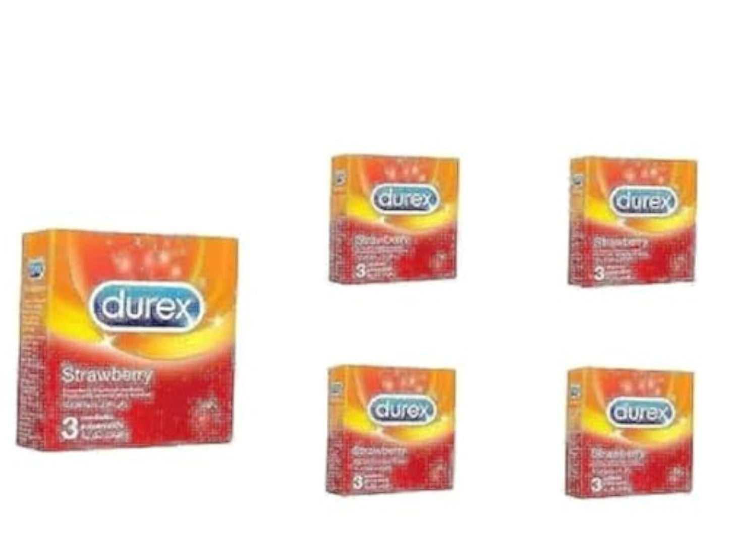 Durex Condom - Strawberry - 3 Pieces - Pack of 5