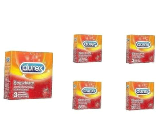 Durex Condom - Strawberry - 3 Pieces - Pack of 5