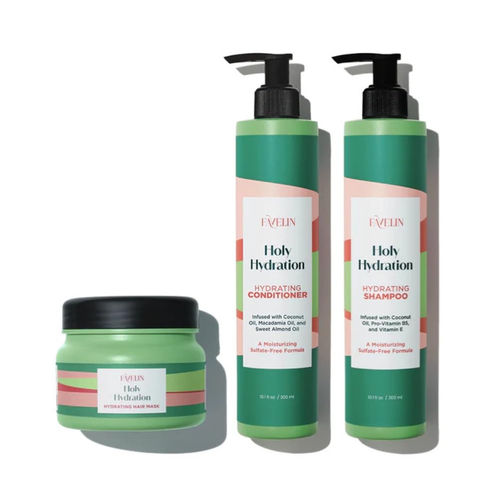 Favelin Holy Hydration Plus Set 300 ml (Shampoo & Conditioner & Mask) 900 ML Sulfate-Free | Ultimate Hydration & Refreshment Routine for All Hair Types.