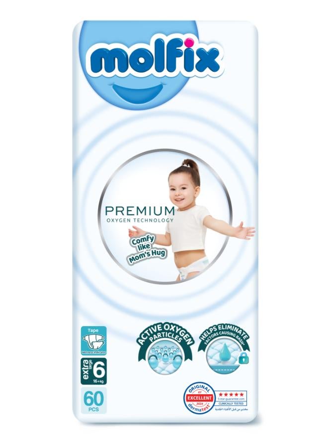 Molfix Mega Pack Of 60 O2  Xlarge Baby Diapers -  Size 6