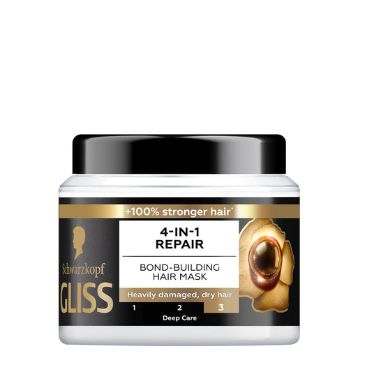 Gliss 4-in-1 Repair Bond-Building Hair Mask, 400ml — Transform your hair's durability with this mask, aimed at repairing hair and improving elasticity for lasting strength