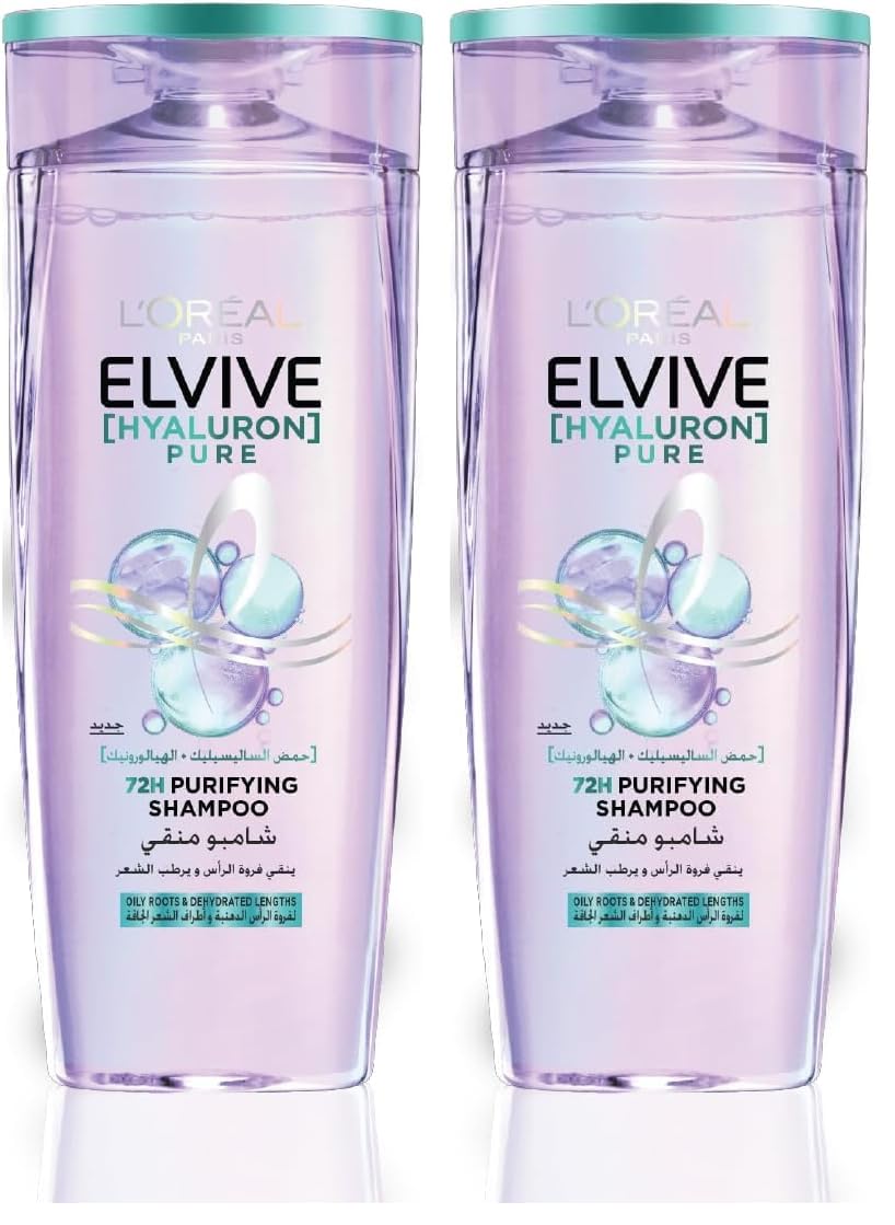 L’Oréal Paris Elvive Hyaluron Pure Purifying Shampoo for Oily Hair 600ML (Pack of 2)
