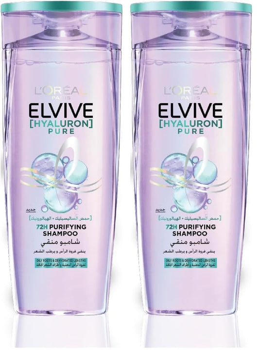 L’Oréal Paris Elvive Hyaluron Pure Purifying Shampoo for Oily Hair 600ML (Pack of 2)