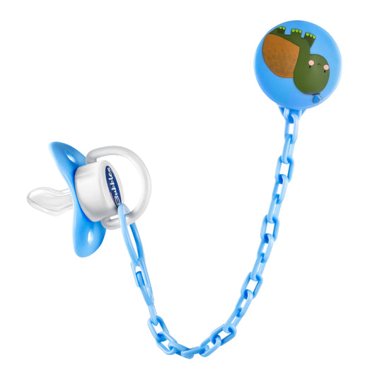 Bubbles pacifier with chain 0-3 Months Blue