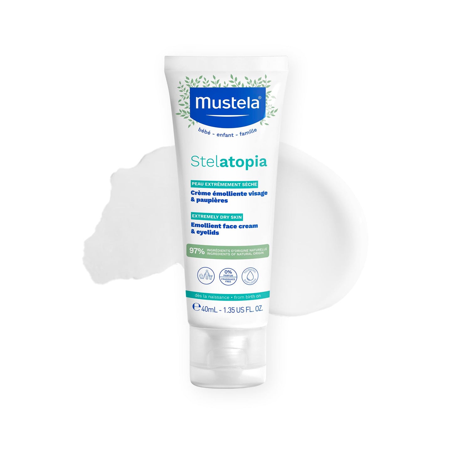 Mustela Baby, Stelatopia Emollient Face Cream, 1.35 fl oz (40 ml)