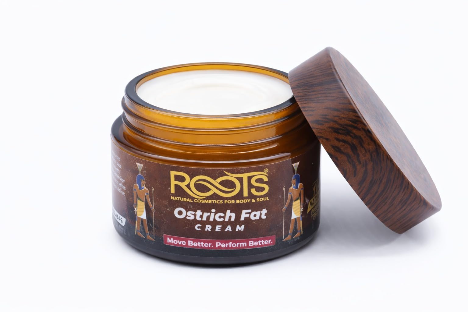 Go Natural Pure Cosmetics Roots Cream Ostrich & Camphor Cream - Natural Muscle Relief & Recovery Cream, with Vitamin E and Panthenol, Ostrich Fat & Camphor Cream