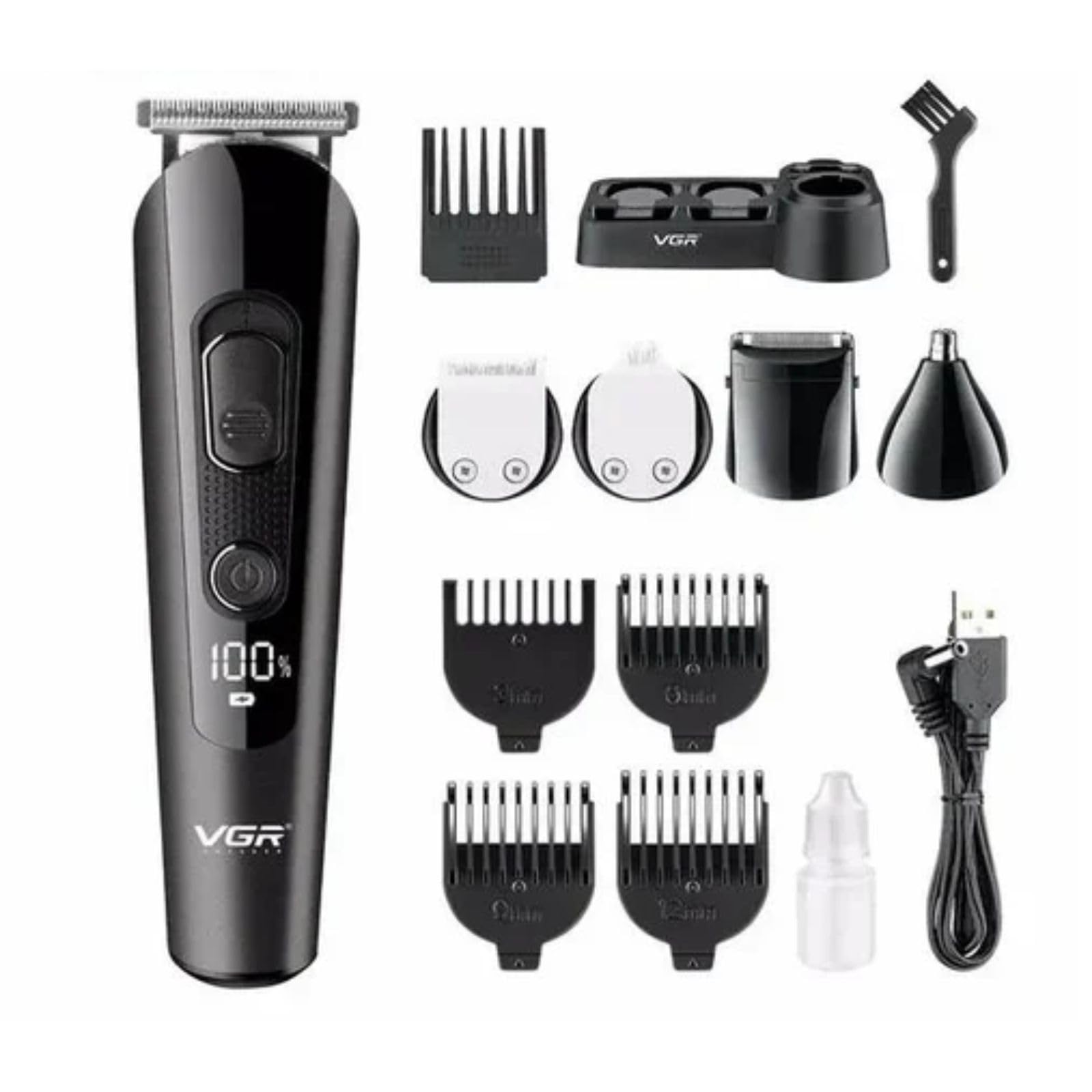 Vgr V175 Professional Cord Cordless Grooming Kit With 5 Guide Combs Runtime 150 Min Trimmer For Men, Black, Standard,1 Count