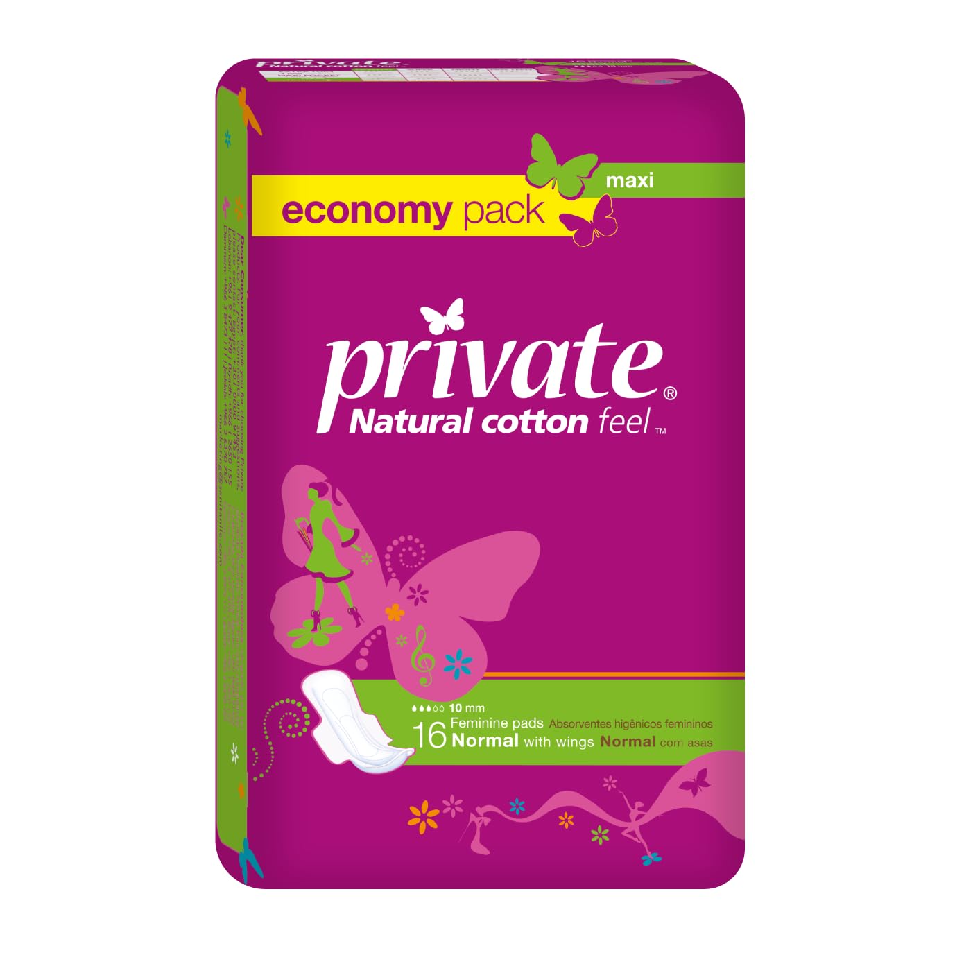 Private Maxi Sanitary Napkins with Wings, Normal Size - 6 Pads