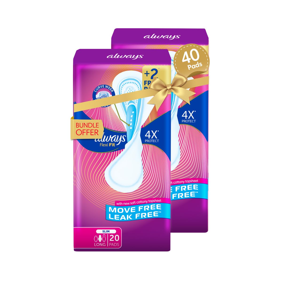 Always Flexifit Long Soft Pads, 40 Pads